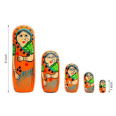 5 IN 1 Wooden Lady Family Nesting Dolls wearing saree -Any 1